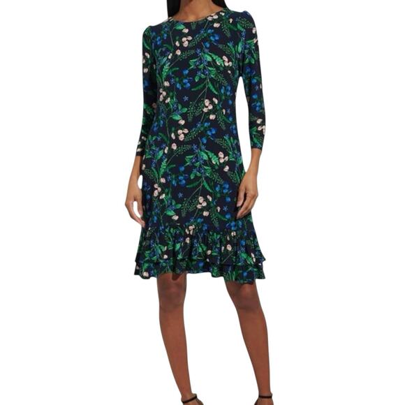 Tommy Hilfiger Women's Black Floral Ruffle-Trim Shift Dress Plus Size 20W - Picture 1 of 7